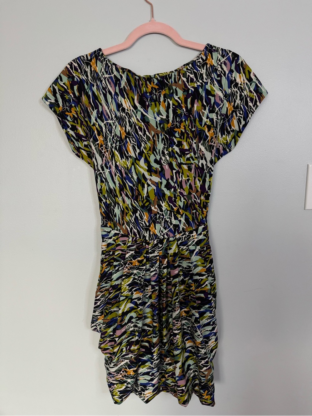 Diane Von Furstenberg Fraley Silk Ruched Abstract Print Dress Size 2 - Picture 3 of 9